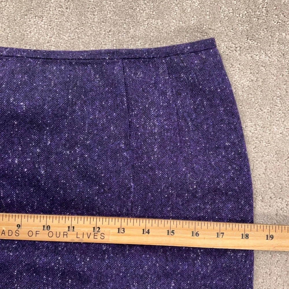 Kasper Skirt Suit Women 6P Purple Velvet Collar Professional  Wool Tweed